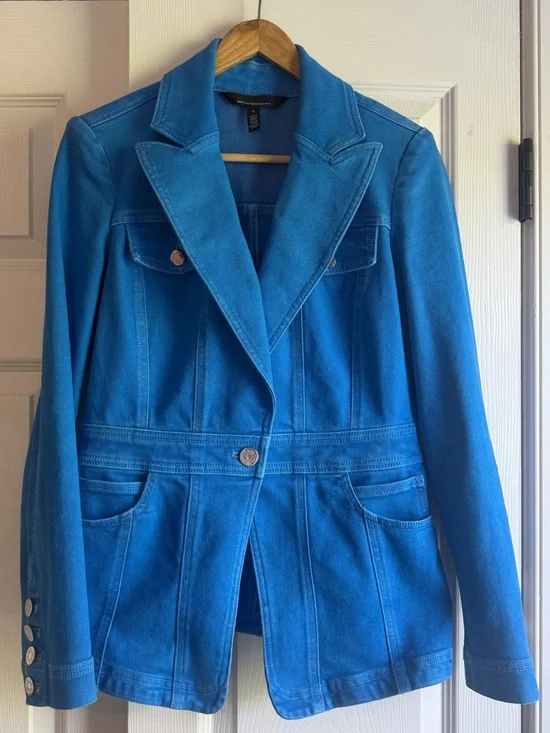 WHBM Women’s Blue Tailored Jean Jacket - Picture 1 of 14